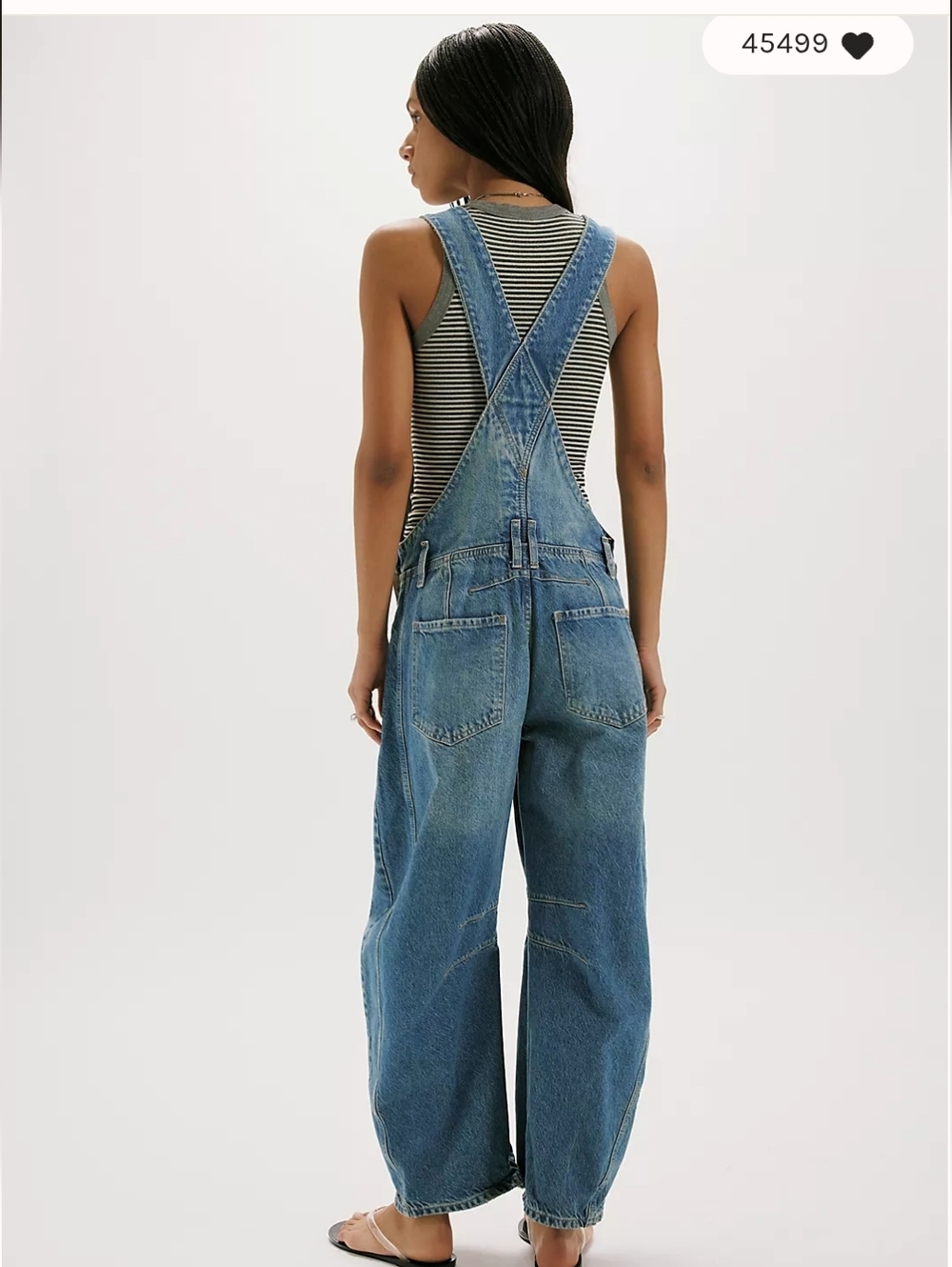 Free People Blue Denim Wide-Leg Overalls - Picture 3 of 11